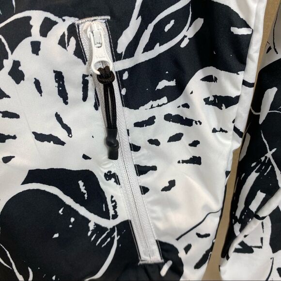 Adidas ladies Athletic Black and White Print Bomber Jacket Size XS - Picture 11 of 16